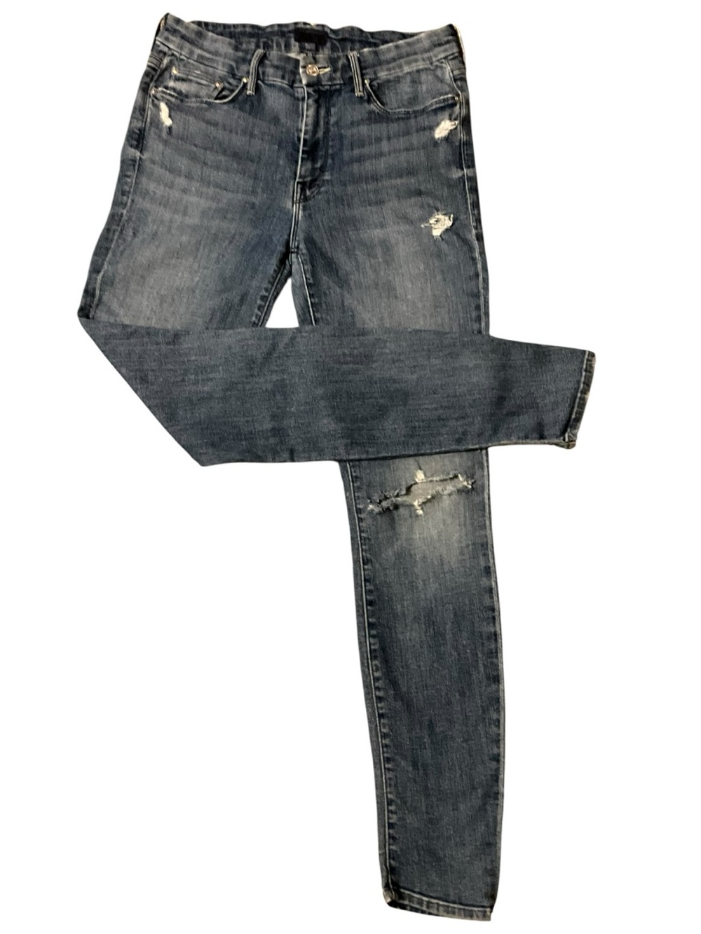 MOTHER Womens Skinny Jeans The Looker Sz 29 Blue Med Wash Distressed Stretch